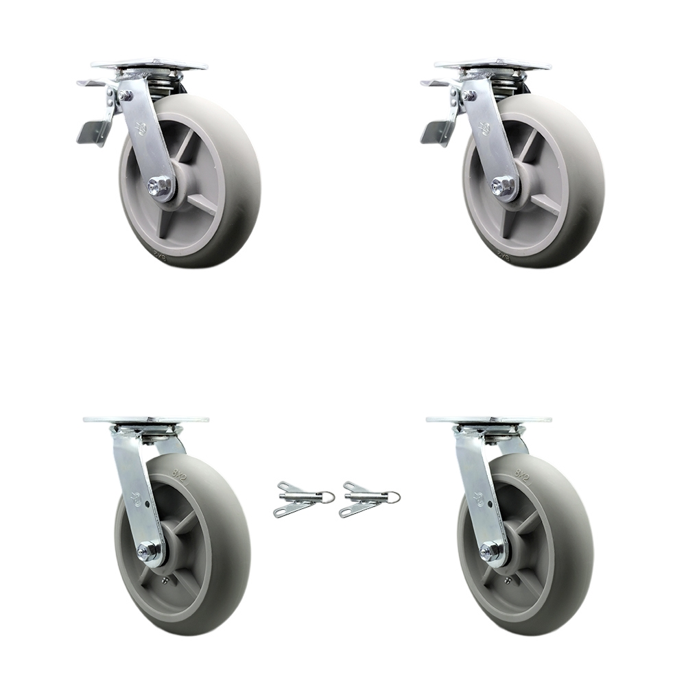 SCC-TTL30S820-TPRBD-2-BSL-2 Heavy Duty Swivel Caster with 8 in. Thermoplastic Donut Tread Wheels & Ball Bearings - Set of 4