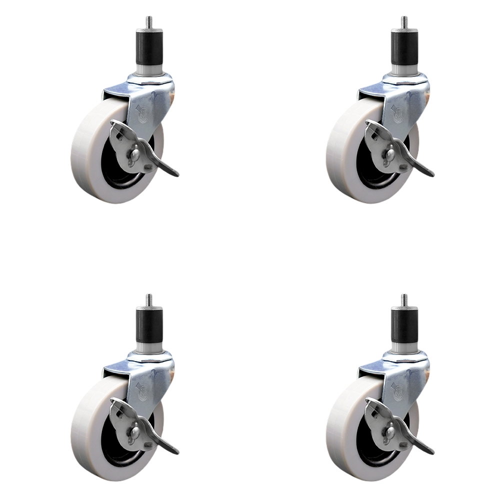 SCC-EX05S310-TPRS-SLB-178-4 3 in. Swivel Thermoplastic Rubber Caster Wheels & 1.87 in. Expanding Adapter Stem Casters & Brakes - Set of 4