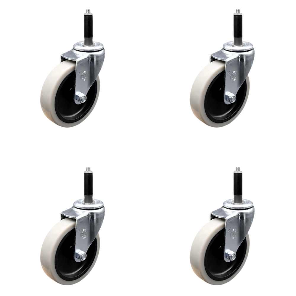 SCC-EX05S410-TPRS-34-4 4 in. Swivel Thermoplastic Rubber Caster Wheels & 0.75 in. Expanding Adapter Stem Casters - Set of 4