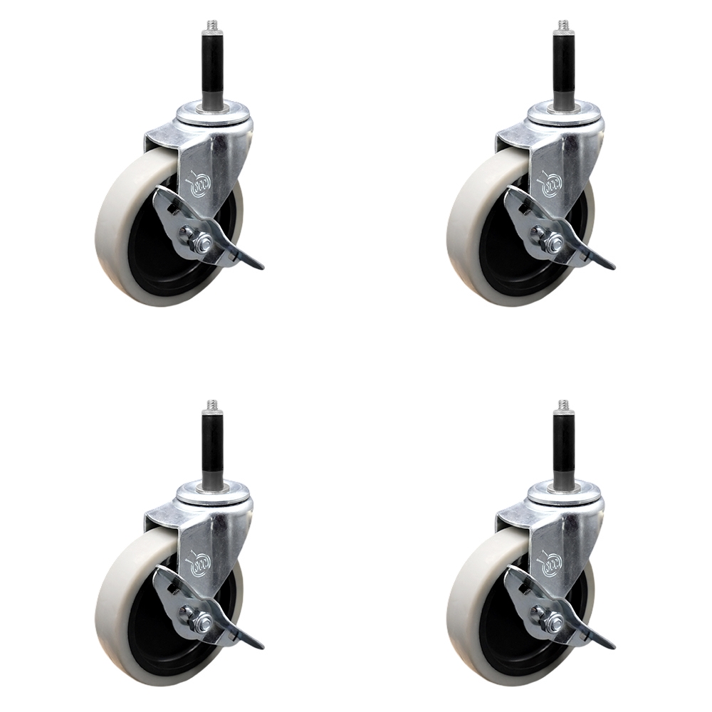 SCC-EX05S410-TPRS-SLB-34-4 4 in. Swivel Thermoplastic Rubber Caster Wheels & 0.75 in. Expanding Adapter Stem Casters & Brakes - Set of 4