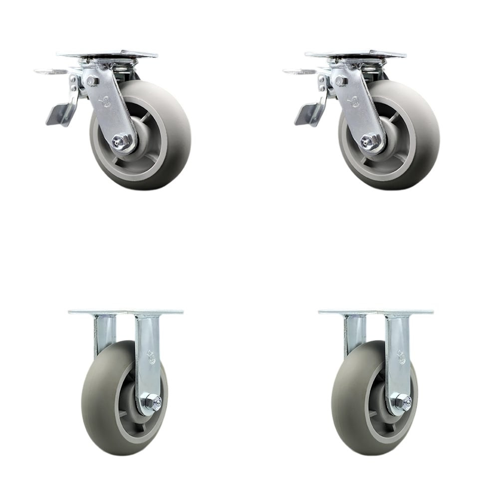 SCC-TTL30S620-TPRBD-2-R-2 Heavy Duty Swivel Caster with 6 in. Thermoplastic Rubber Donut Tread Wheels & Ball Bearings - Set of 4