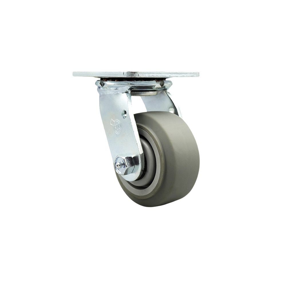 SCC-30CS420-TPRBF Heavy Duty Swivel Top Plate Caster with 4 in. Thermoplastic Rubber Flat Tread Wheel & Ball Bearings - 300 lbs Capacity per Caster
