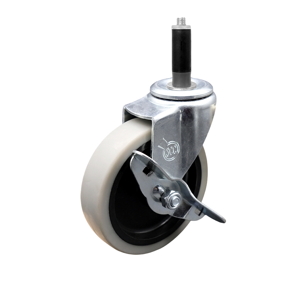 SCC-EX05S410-TPRS-SLB-78 4 in. Swivel Thermoplastic Rubber Caster Wheel & 0.875 in. Expanding Adapter Stem Caster & Brake