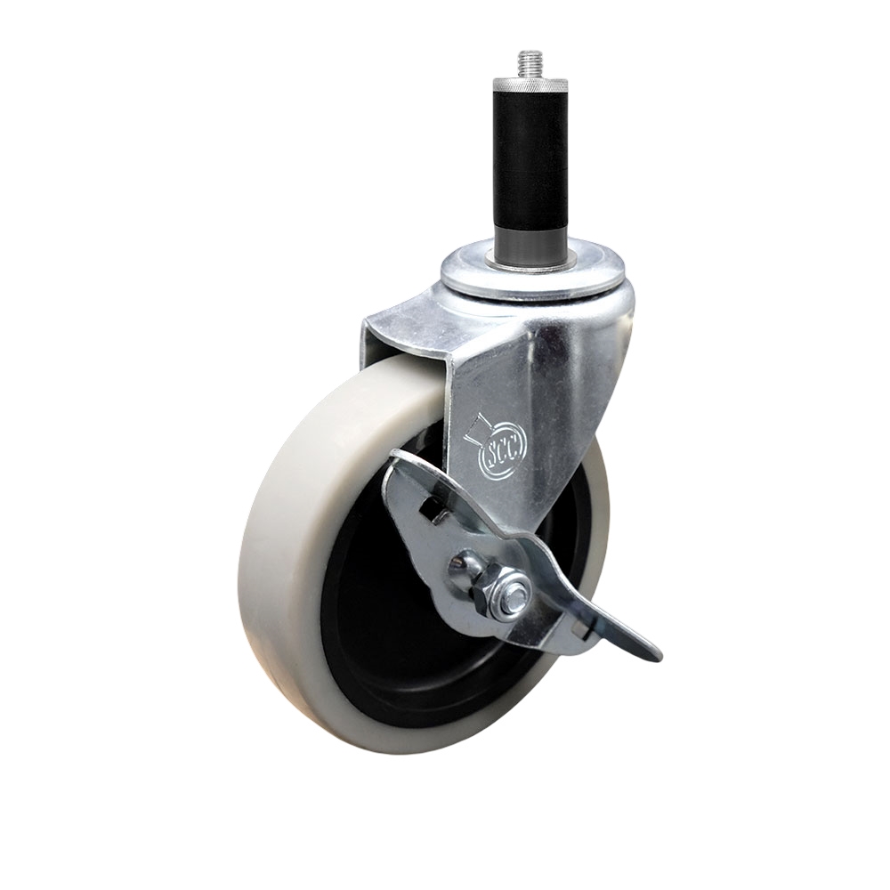 SCC-EX05S410-TPRS-SLB-118 4 in. Swivel Thermoplastic Rubber Caster Wheel & 1.13 in. Expanding Adapter Stem Caster & Brake
