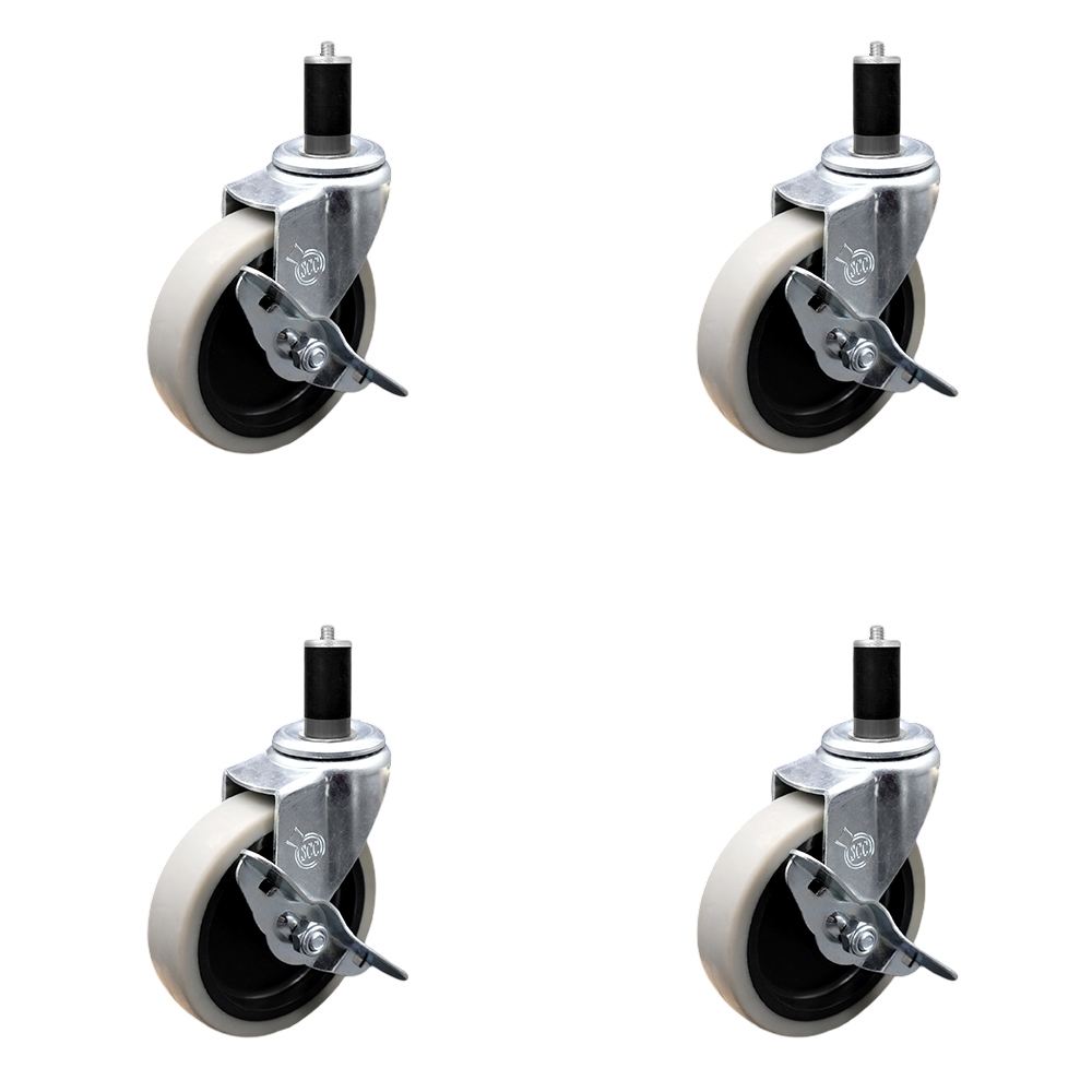 SCC-EX05S410-TPRS-SLB-138-4 4 in. Swivel Thermoplastic Rubber Caster Wheels & 1.38 in. Expanding Adapter Stem Casters & Brakes - Set of 4
