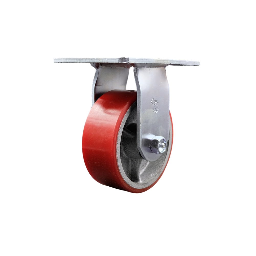 SCC-35R520-PUR-RS Heavy Duty Large Top Plate Polyurethane on Cast Iron Swivel Caster with 5 x 2 in. Red Wheel - 1000 lbs Capacity per Caster
