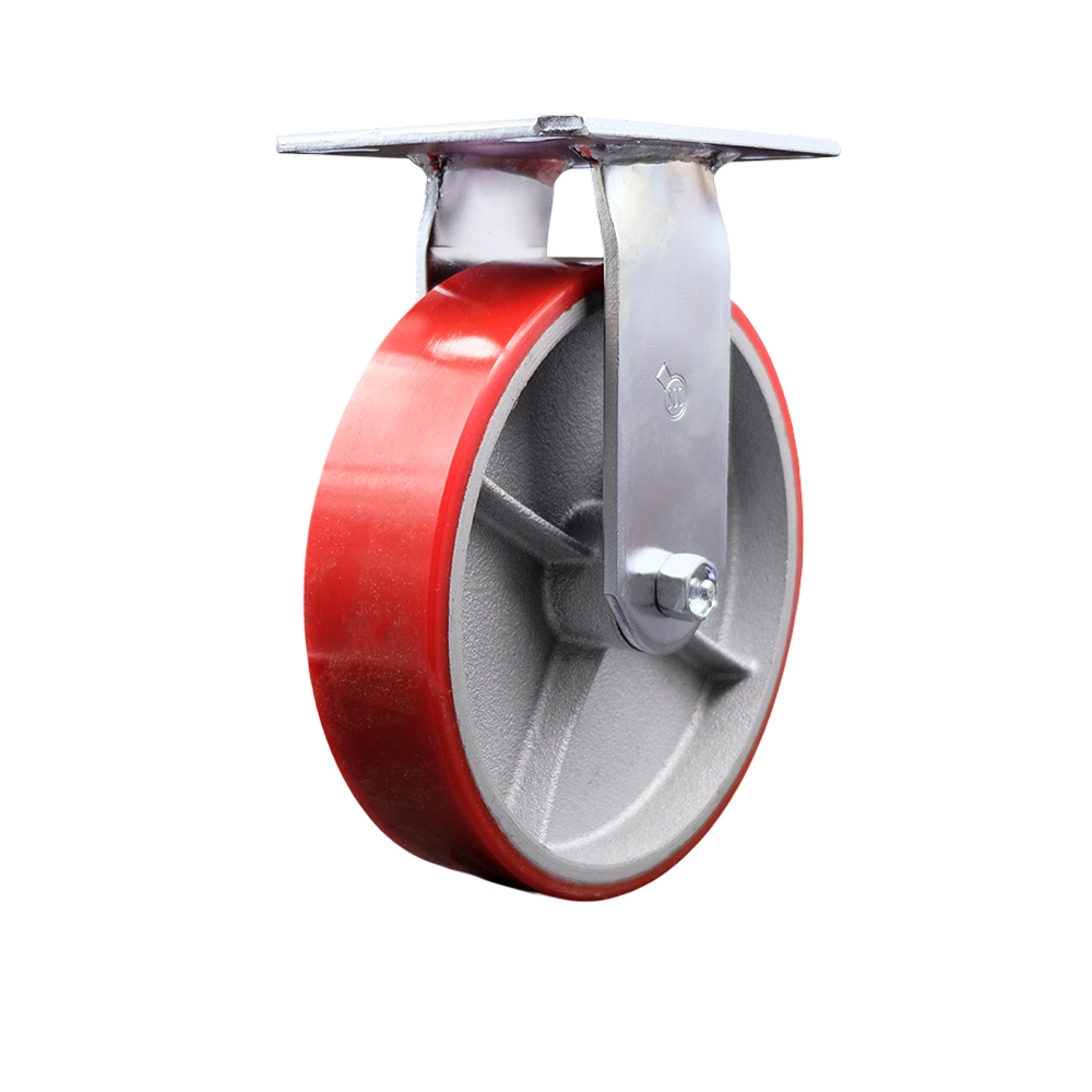 SCC-35R820-PUR-RS Heavy Duty Large Top Plate Polyurethane on Cast Iron Swivel Caster with 8 x 2 in. Red Wheel - 1250 lbs Capacity per Caster