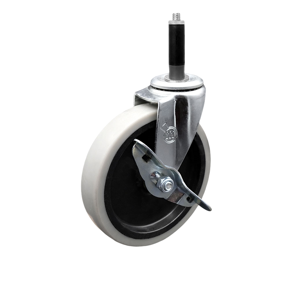SCC-EX05S510-TPRS-SLB-34 5 in. Swivel Thermoplastic Rubber Caster Wheel & 0.75 in. Expanding Adapter Stem Caster & Brake