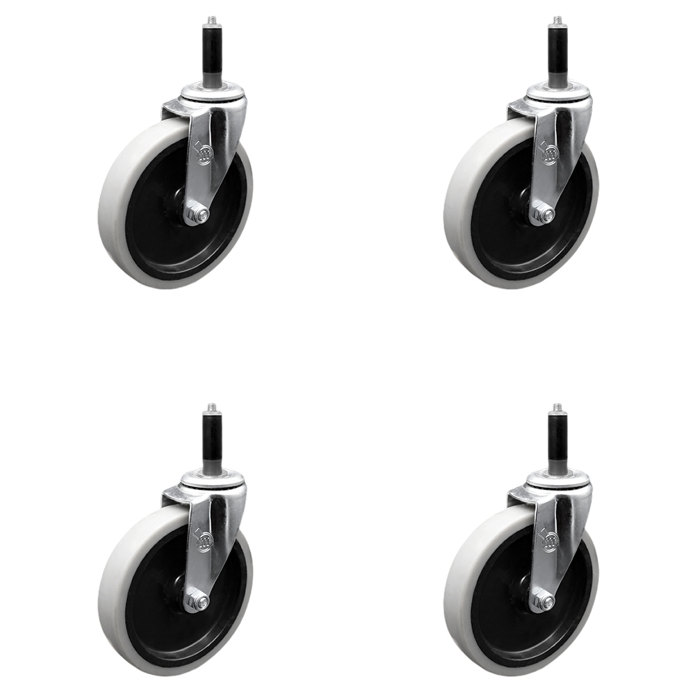 SCC-EX05S510-TPRS-78-4 5 in. Swivel Thermoplastic Rubber Caster Wheels & 0.875 in. Expanding Adapter Stem Casters - Set of 4