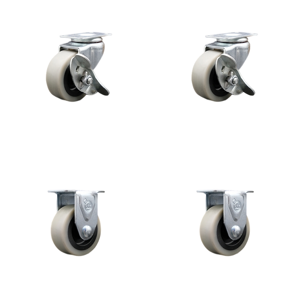 SCC-05S210-TPRS-SLB-2-R-2 2 in. Swivel Top Plate Thermoplastic Rubber Casters - Set of 4