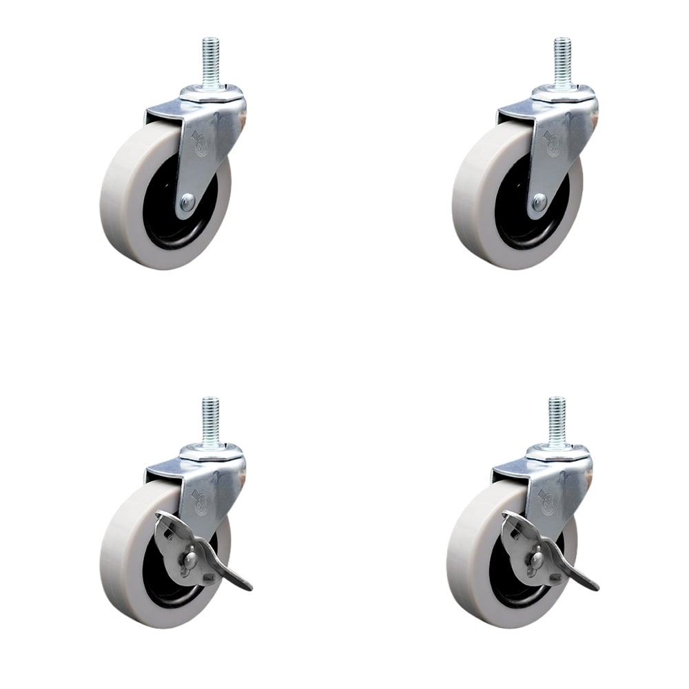 SCC-TS05S310-TPUS-381610-2-SLB-2 2 in. Swivel Polyurethane Casters 0.375 in. 16 TPI x 1 in. Threaded Stem Casters - Set of 4