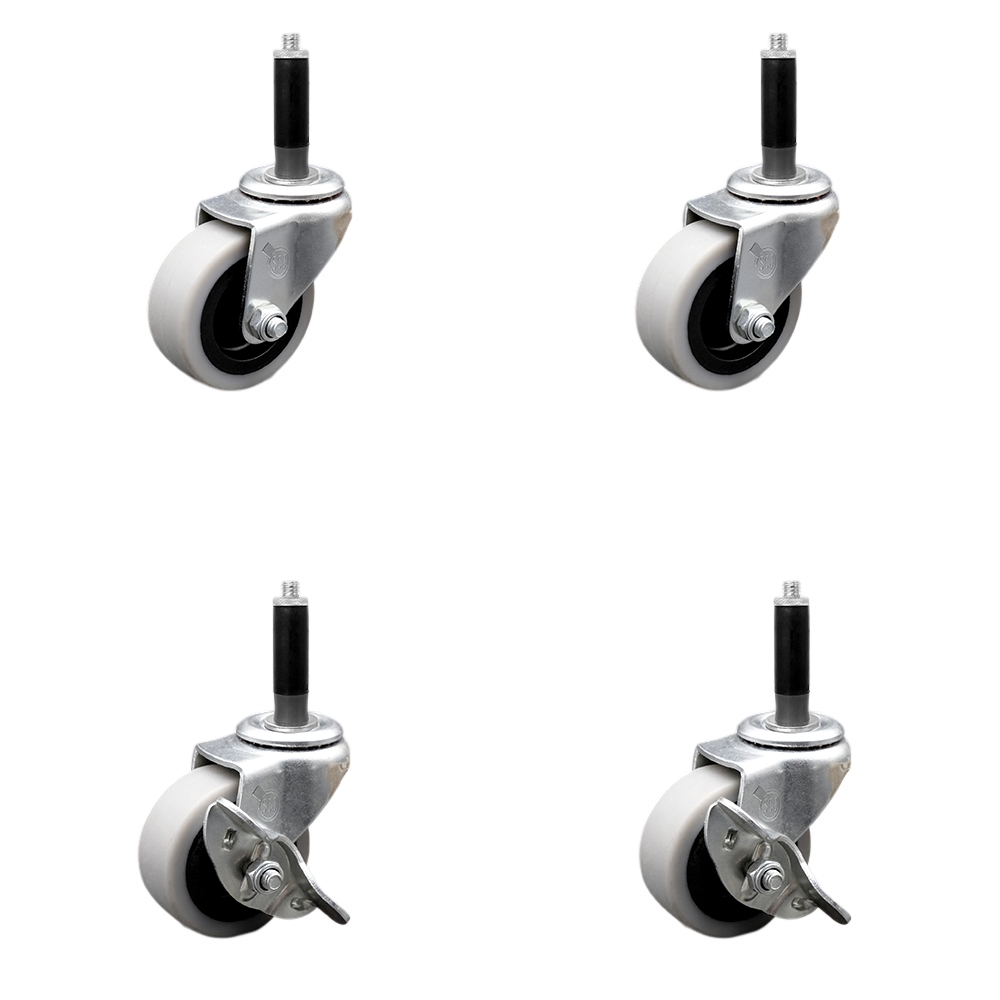 SCC-EX05S210-TPRS-34-2-SLB-2 2 in. Swivel Thermoplastic Rubber Casters, 0.75 in. Expanding Adapter Stem Casters - Set of 4