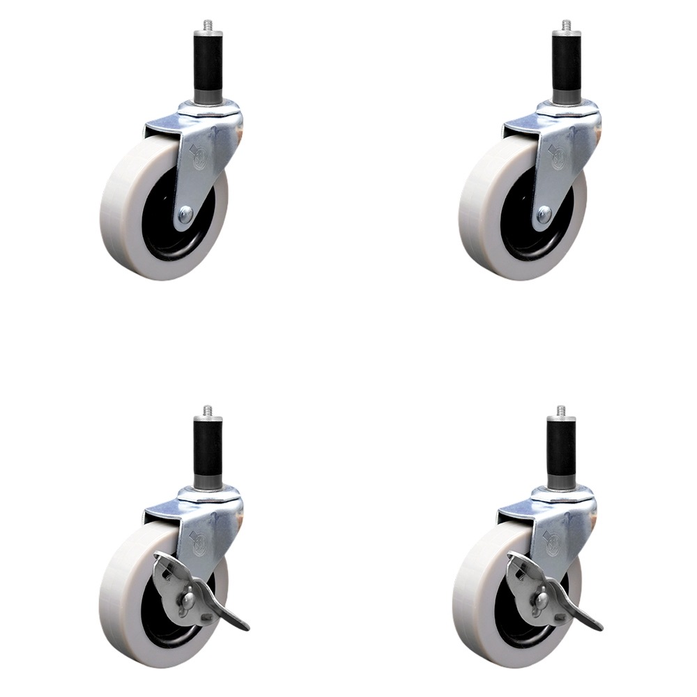 SCC-EX05S310-TPRS-118-2-SLB-2 3 in. Swivel Thermoplastic Rubber Casters, 1.13 in. Expanding Adapter Stem Casters - Set of 4
