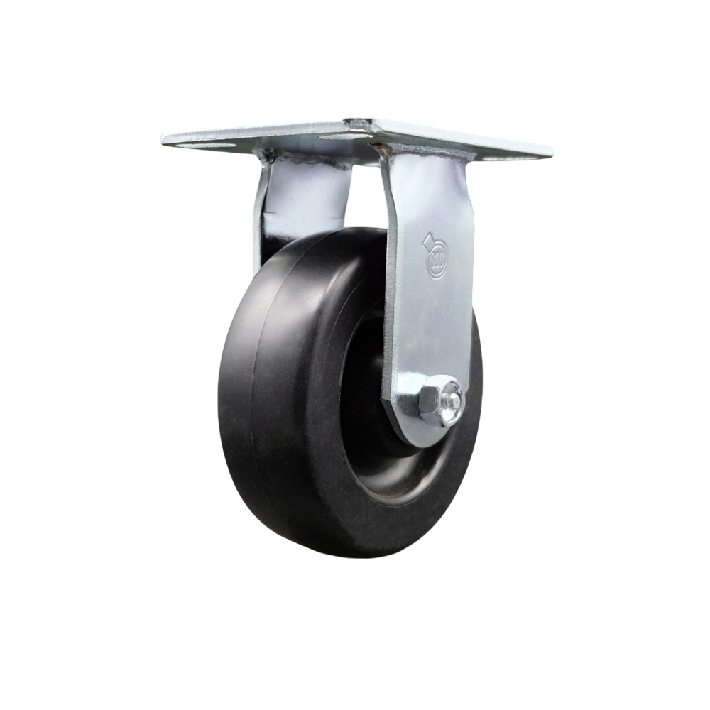 Heavy Duty Large Top Plate Polyolefin Swivel Caster with Maintenance Free Bearings & 6 x 2 in. Black Wheel - 700 lbs Capacity per Caster