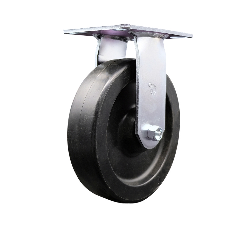 Heavy Duty Large Top Plate Polyolefin Swivel Caster with Maintenance Free Bearings & 8 x 2 in. Black Wheel - 900 lbs Capacity per Caster