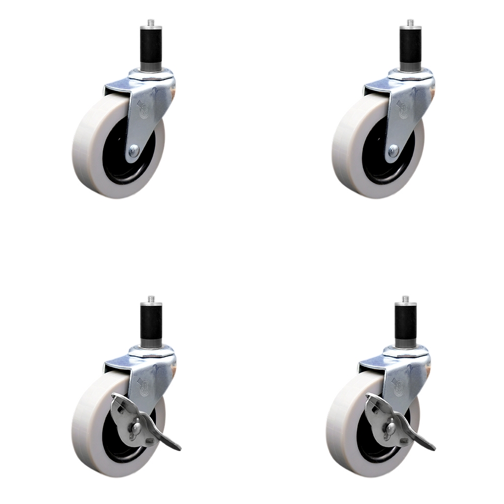SCC-EX05S310-TPRS-138-2-SLB-2 3 in. Swivel Thermoplastic Rubber Casters, 1.38 in. Expanding Adapter Stem Casters - Set of 4
