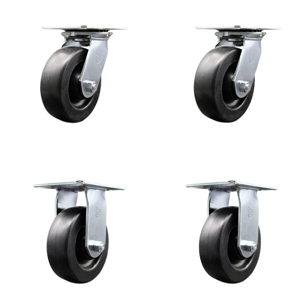 SCC-35S620-POR-BSL-2-R-2 Heavy Duty Large Top Plate Polyolefin Swivel Caster with 6 x 2 in. Black Wheels - 2800 lbs Total Capacity - Set of 4