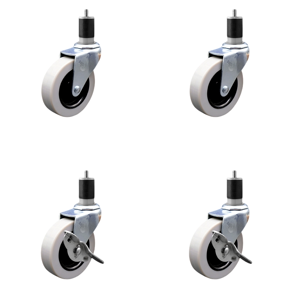 SCC-EX05S310-TPRS-178-2-SLB-2 3 in. Swivel Thermoplastic Rubber Casters, 1.87 in. Expanding Adapter Stem Casters - Set of 4