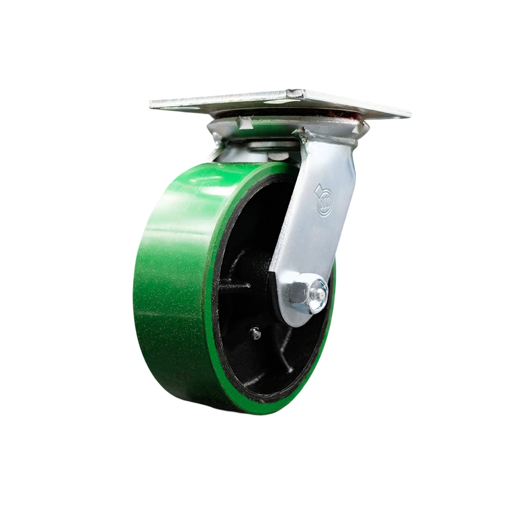 SCC-35S620-PUR-GB Heavy Duty Large Top Plate Polyurethane on Cast Iron Swivel Caster with 6 x 2 in. Green Wheel - 1200 lbs Capacity per Caster