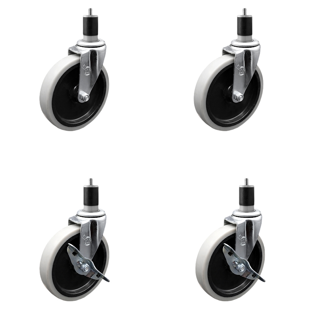 SCC-EX05S510-TPRS-178-2-SLB-2 5 in. Swivel Thermoplastic Rubber Casters, 1.87 in. Expanding Adapter Stem Casters - Set of 4