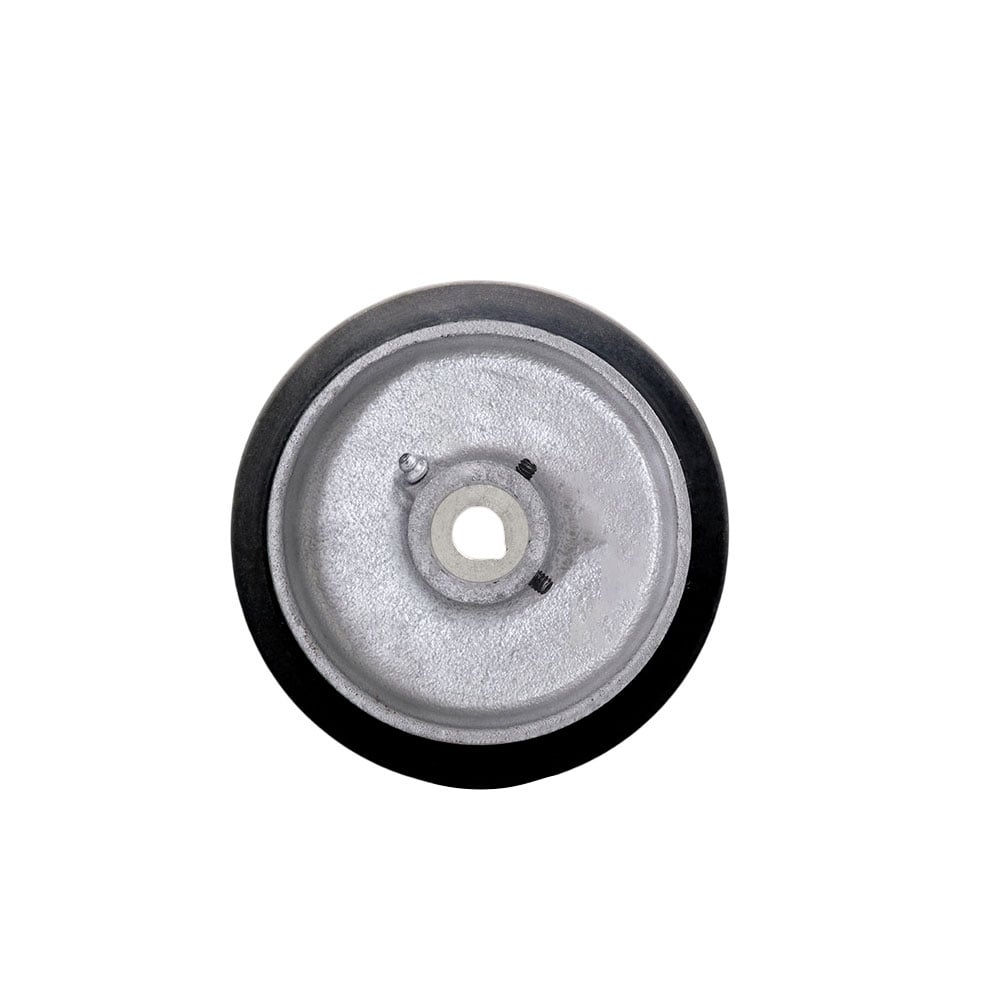 SCC-RSS420-34-KW-2SS 4 x 2 in. Rubber Tread on Cast Iron Keyed Drive Wheel - 0.75 in. Plain Bore with Two 0.25 in. Set Screws