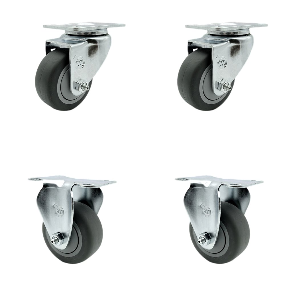 SCC-20S3514-TPRB-2-R-2 Thermoplastic Rubber Swivel Top Plate Caster with 3.5 in. Gray Wheels - 920 lbs Total Capacity - Set of 4