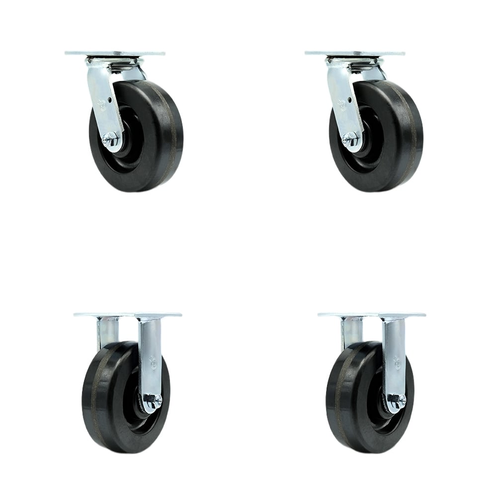 SCC-30CS620-PHR-2-R620-2 Phenolic Swivel Top Plate Casters, Heavy Duty with 6 in. Wheels - 4800 lbs Total Capacity - Set of 4