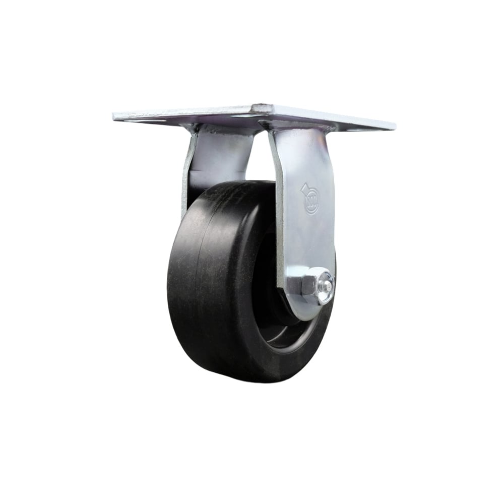 Heavy Duty Large Top Plate Polyolefin Swivel Caster with Maintenance Free Bearings & 5 x 2 in. Black Wheel - 650 lbs Capacity per Caster