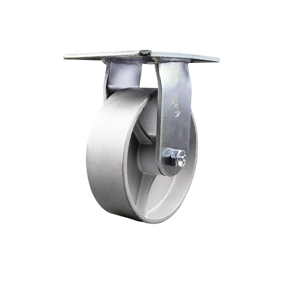 Heavy Duty Large Top Plate Semi Steel Cast Iron Swivel Caster with Maintenance Free Bearings & 6 x 2 in. Silver Wheel - 1200 lbs Capacity per Caster