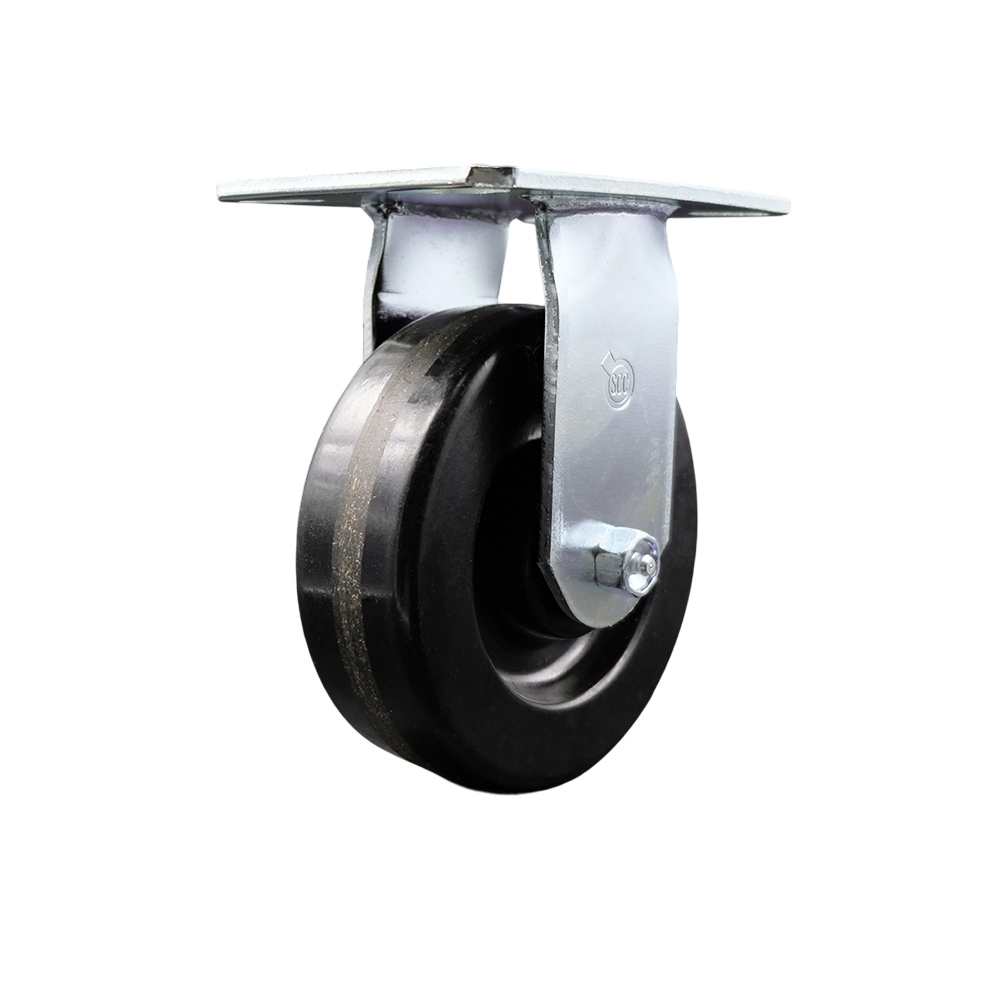Heavy Duty Large Top Plate Phenolic Swivel Caster with Maintenance Free Bearings & 6 x 2 in. Black Wheel - 1200 lbs Capacity per Caster