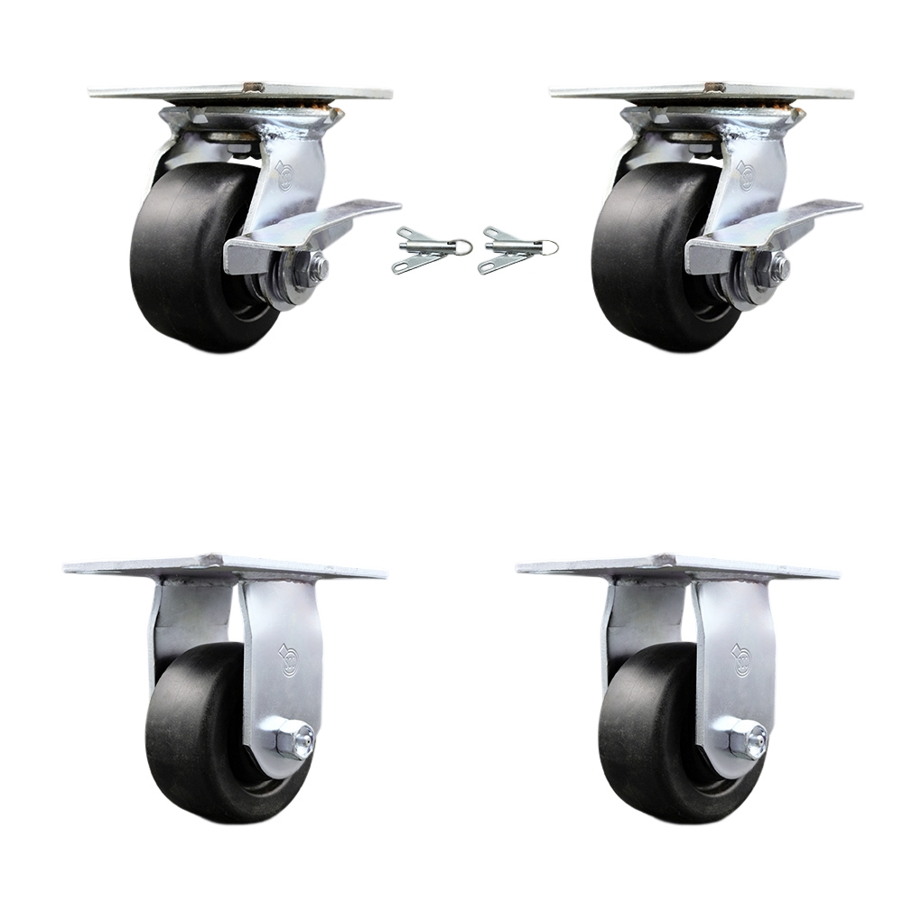 Heavy Duty Polyolefin Swivel Casters - Black - Set of 4 - 2000 lbs Capacity