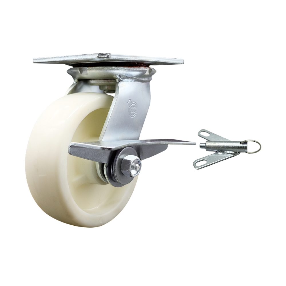 Heavy Duty Nylon Swivel Caster - White - 6 x 2 in. - 1250 lbs Capacity