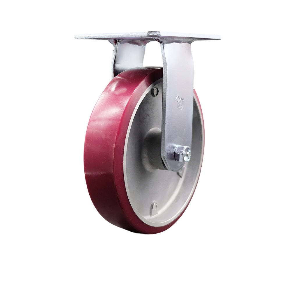 SCC-35R820-PAR Heavy Duty Large Top Plate Polyurethane on Aluminum Swivel Caster with 8 x 2 in. Maroon Wheel - 1250 lbs Capacity per Caster