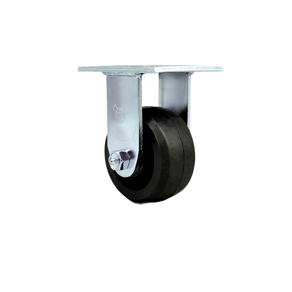 SCC-30R420-RSR Rubber on Metal Rigid Top Plate Heavy Duty Caster with 4 in. Wheel - 400 lbs Capacity per Caster