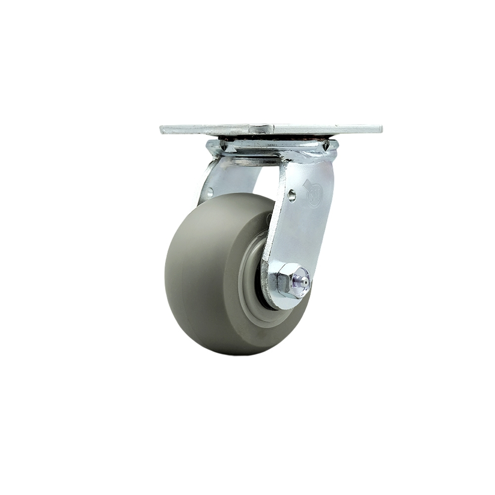 SCC-30CS420-TPRRD Thermoplastic Rubber Donut Tread Swivel Top Plate Heavy Duty Caster with 4 in. Wheel - 300 lbs Capacity per Caster