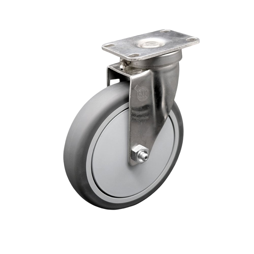 SCC-SS20S614-TPRB Stainless Steel Thermoplastic Rubber Swivel Top Plate Swivel Caster - 6 x 1.25 in. Gray Wheel - 300 lbs Capacity per Caster