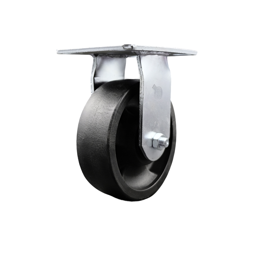 Heavy Duty Large Top Plate Glass Filled Nylon Swivel Caster with Maintenance Free Bearings & 6 x 2 in. Black Wheel - 1500 lbs Capacity per Caster