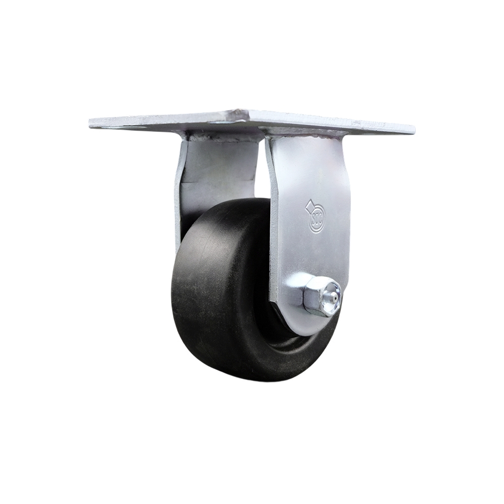 Heavy Duty Large Top Plate Polyolefin Swivel Caster with Maintenance Free Bearings & 4 x 2 in. Black Wheel - 500 lbs Capacity per Caster