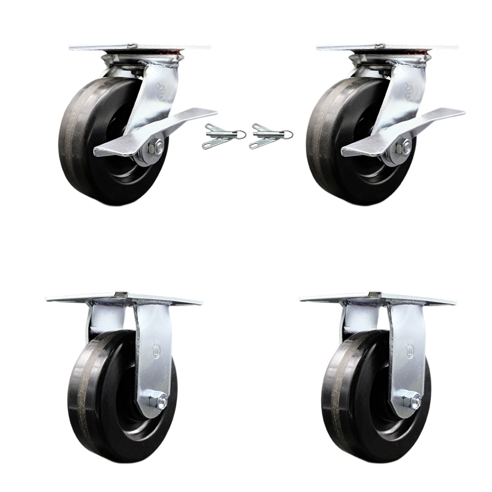 Heavy Duty Phenolic Swivel Casters - Black - Set of 4 - 4800 lbs Capacity
