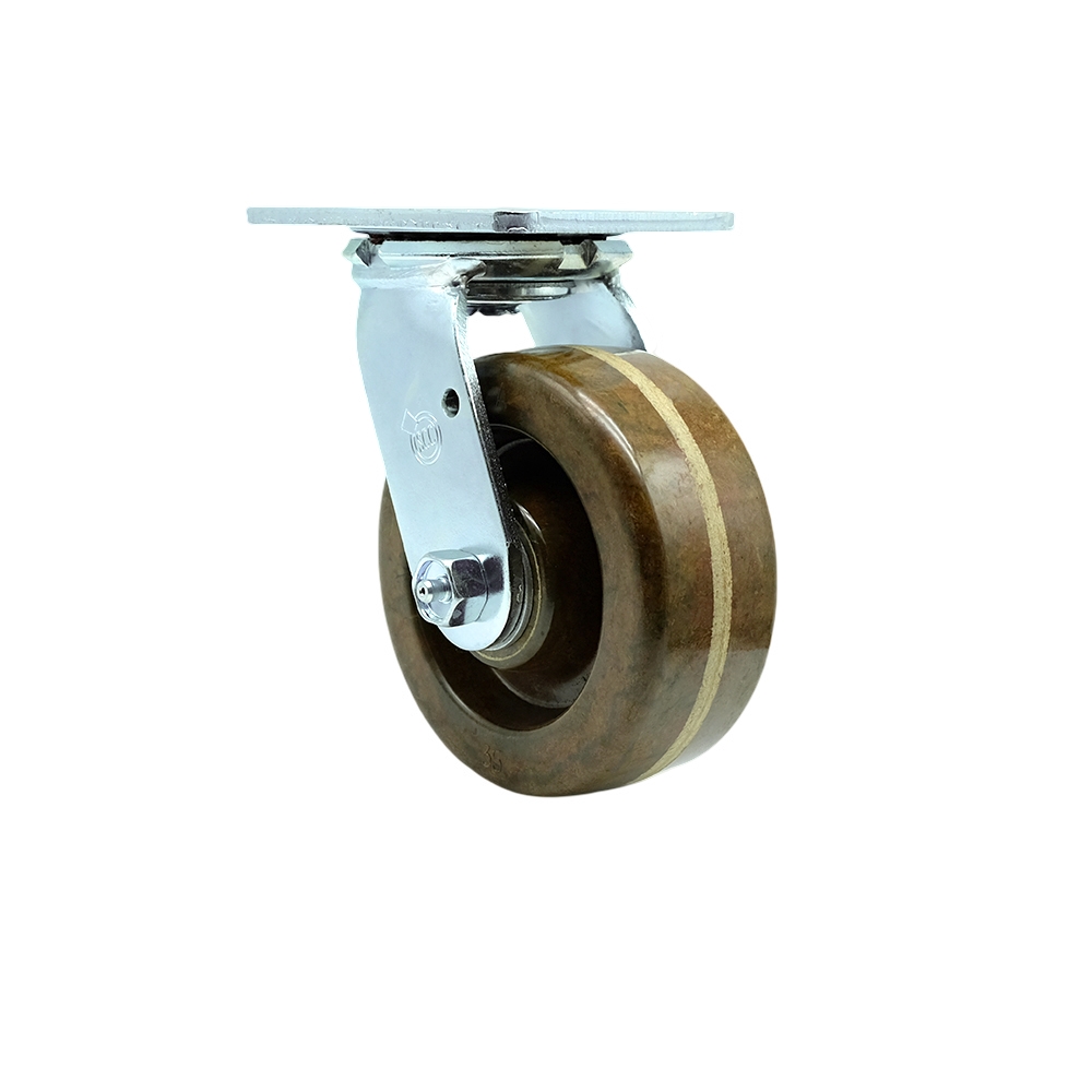 SCC-30CS520-PHRHT High Temperature Phenolic Swivel Top Plate Heavy Duty Caster with 5 in. Wheel - 1000 lbs Capacity per Caster
