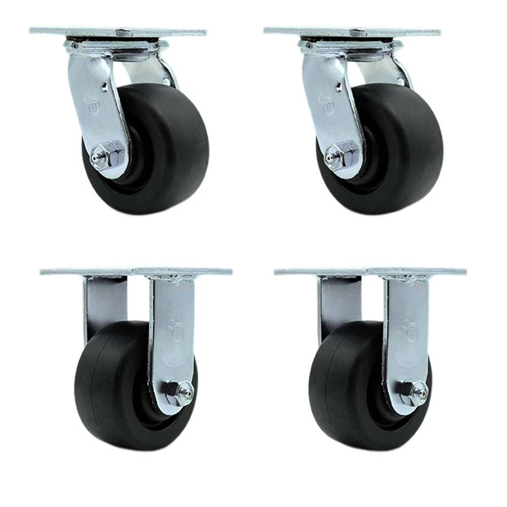SCC-30CS420-POR-2-R420-2 Polyolefin Swivel Top Plate Casters, Heavy Duty with 4 in. Wheels - 2000 lbs Total Capacity - Set of 4