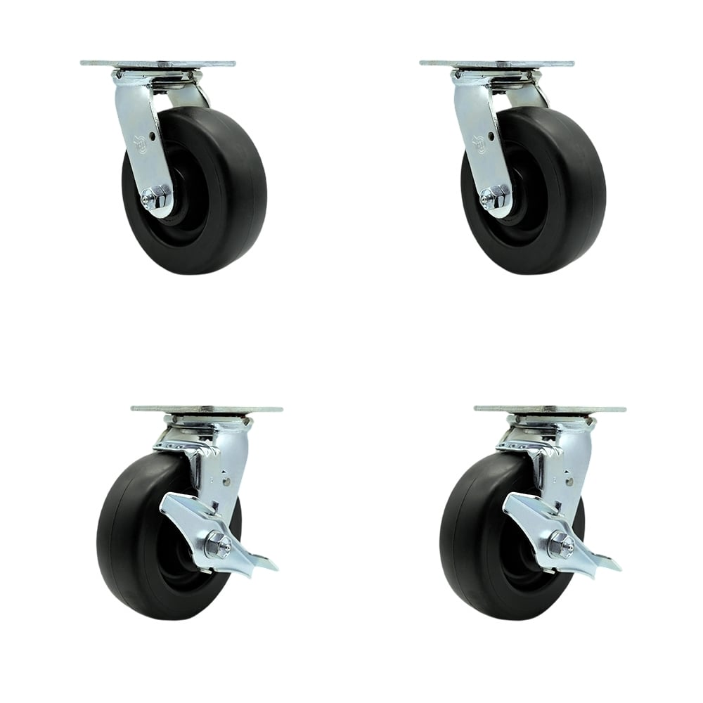 SCC-30CS620-POR-2-TLB-2 Polyolefin Swivel Top Plate Casters, Heavy Duty with 6 in. Wheels - 2800 lbs Total Capacity - Set of 4
