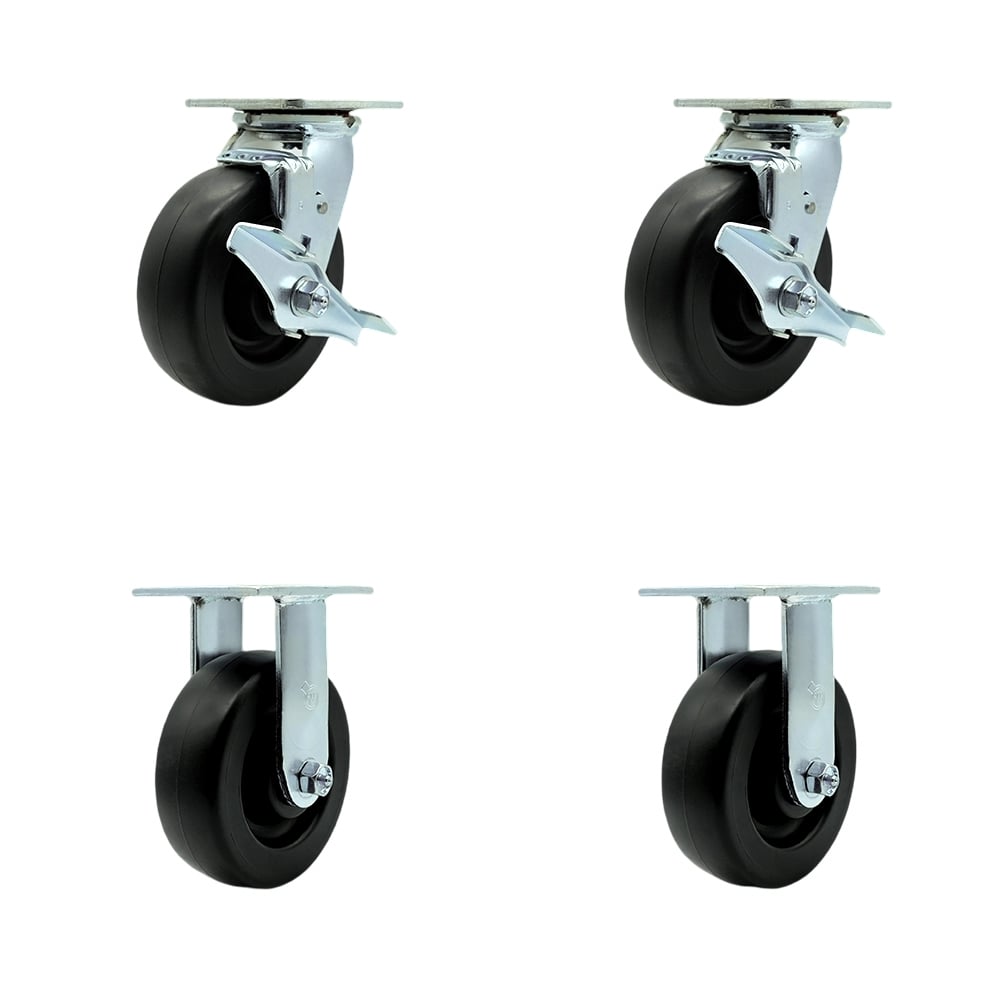 SCC-30CS620-POR-TLB-2-R620-2 Polyolefin Swivel Top Plate Casters, Heavy Duty with 6 in. Wheels - 2800 lbs Total Capacity - Set of 4