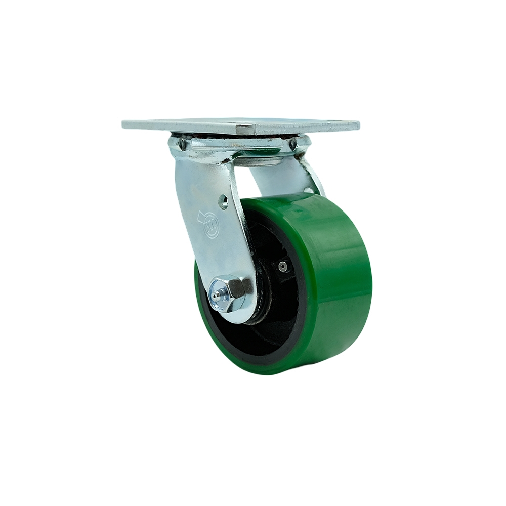 SCC-30CS420-PUR-GB Polyurethane on Cast Iron Swivel Top Plate Heavy Duty Caster with 4 in. Green Wheel - 700 lbs Capacity per Caster