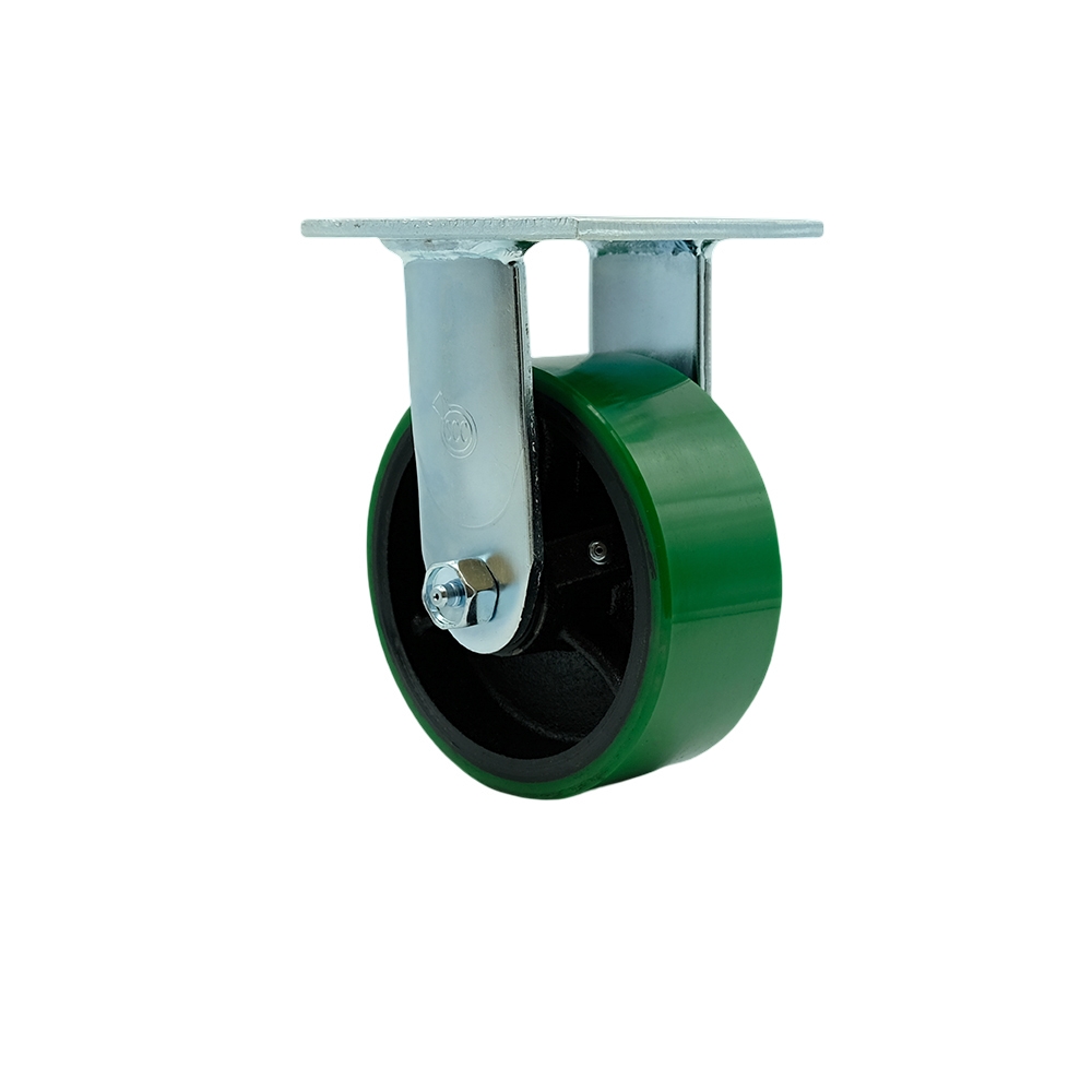 SCC-30R520-PUR-GB Polyurethane on Cast Iron Rigid Top Plate Heavy Duty Caster with 5 in. Green Wheel - 1000 lbs Capacity per Caster