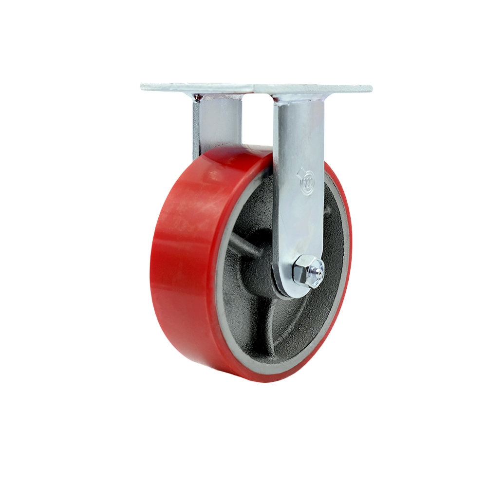SCC-30R620-PUR-RS Polyurethane on Cast Iron Rigid Top Plate Heavy Duty Caster with 6 in. Red Wheel - 1200 lbs Capacity per Caster