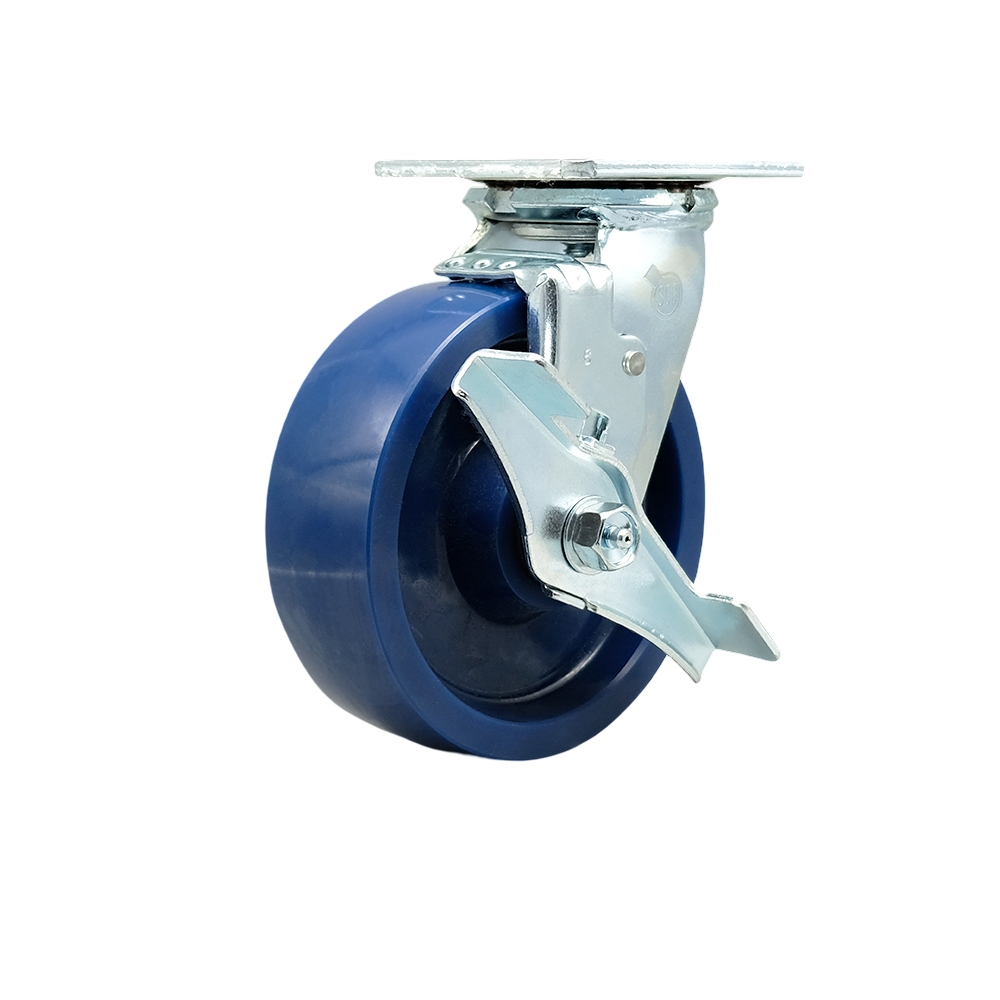 SCC-30CS620-SPUR-TLB Solid Polyurethane Swivel Top Plate Heavy Duty Caster with 6 in. Wheel & Top Lock Brake - 1200 lbs Capacity per Caster