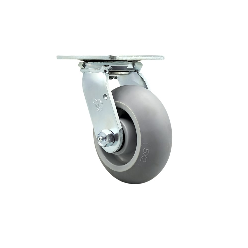 SCC-30CS520-TPRRD Thermoplastic Rubber Donut Tread Swivel Top Plate Heavy Duty Caster with 5 in. Wheel - 350 lbs Capacity per Caster