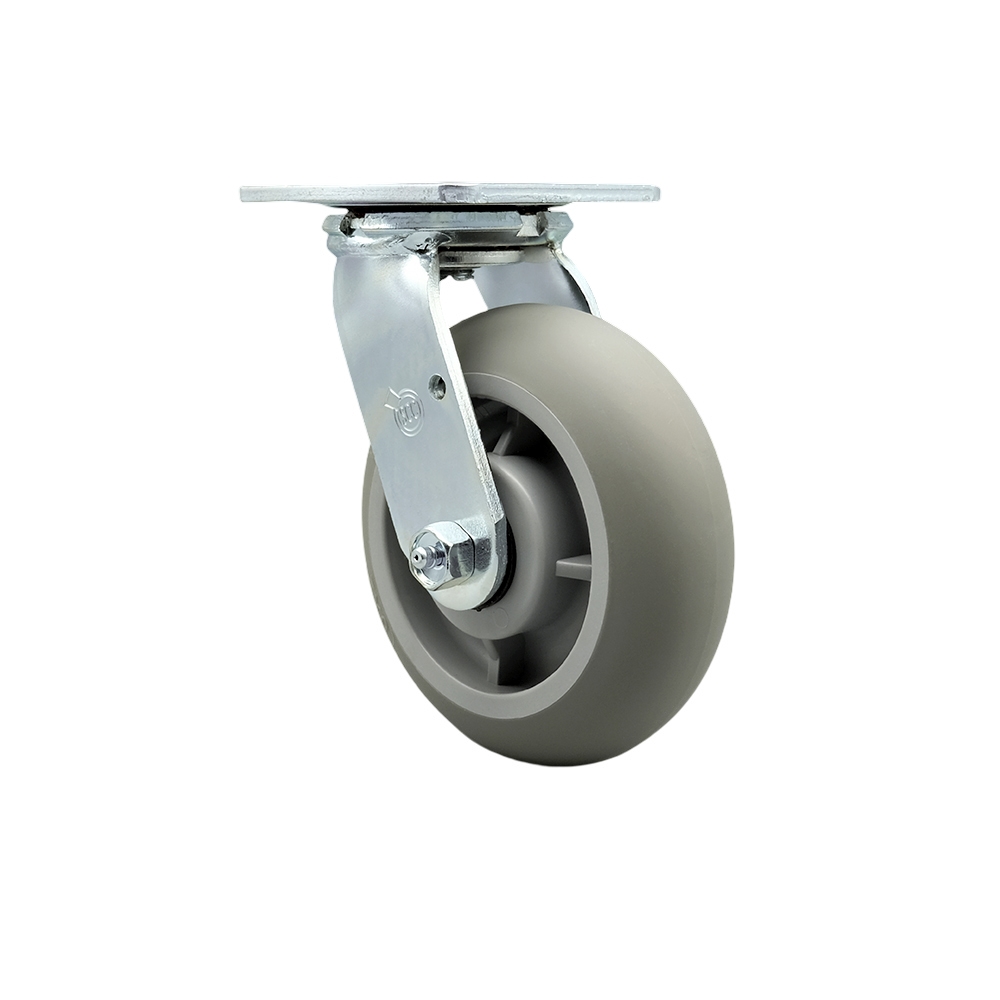 SCC-30CS620-TPRRD Thermoplastic Rubber Donut Tread Swivel Top Plate Heavy Duty Caster with 6 in. Wheel - 500 lbs Capacity per Caster