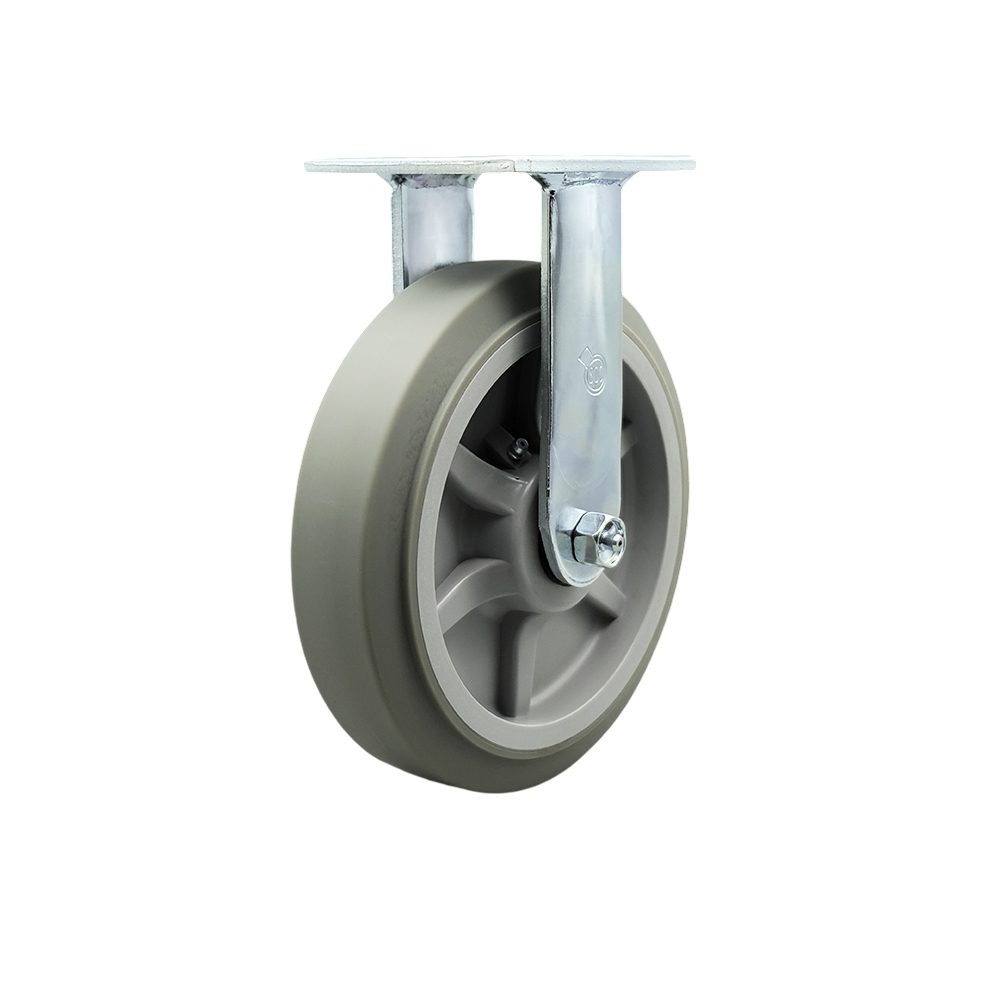 SCC-30R820-TPRRF Thermoplastic Rubber Flat Tread Rigid Top Plate Heavy Duty Caster with 8 in. Wheel - 600 lbs Capacity per Caster